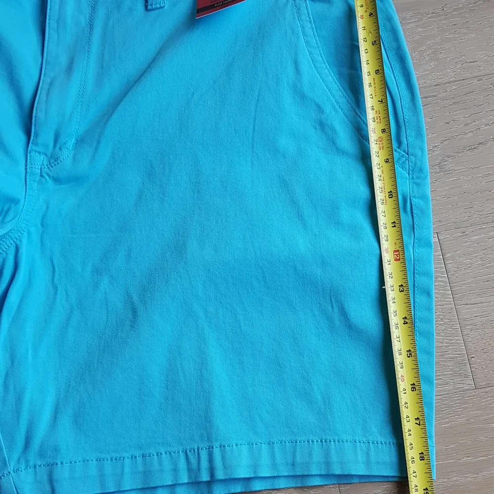 The Foundry Flex Flat Front Shorts blue 46 Waist 8 inch inseam chino golf resort_6